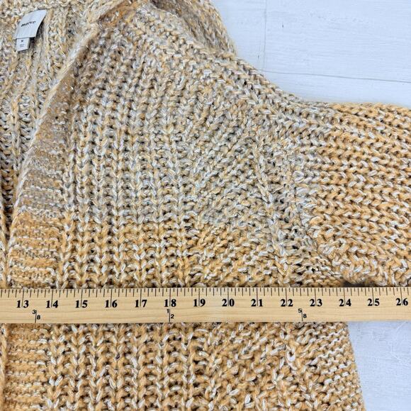Anthropologie Maeve Oversized Collar Cardigan Sweater M Gold Shimmer Holiday NWT - Picture 14 of 16